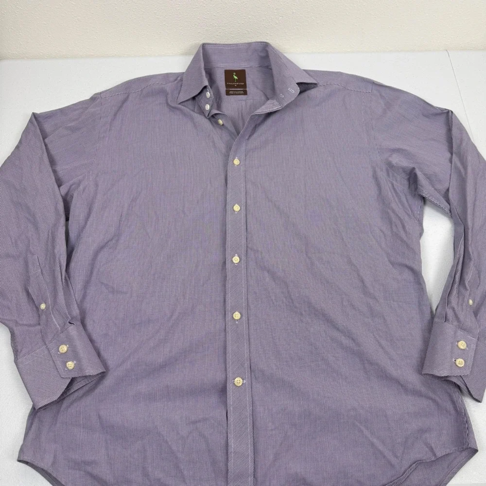 Tailorbyrd Mens Purple Micro Check 100% 2-Ply Cotton Button Down Shirt‎ Size M